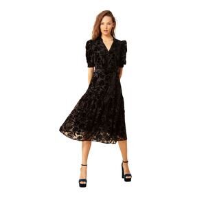 Anthropologie Hale Bob Kimbra Velvet Burnout Dress Women’s Black Size Large